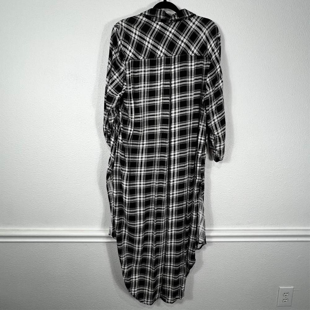 Live 4 Truth Plaid Shirt Dress‎ Duster 3/4 Roll Tab Sleeve Grunge Women's 22/24 - Picture 6 of 16